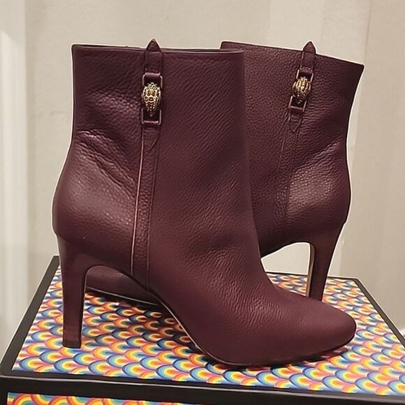 Kurt Geiger London Shoreditch High Heel Leather Ankle Boots- Wine - Picture 7 of 7